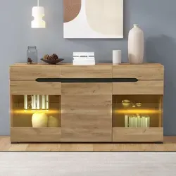 Merax Sideboard Wildeiche mit LED-Beleuchtung