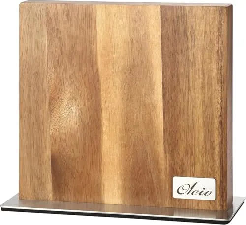 Oleio Magnetischer Messerblock aus Akazienholz - Küchenmesser Aufbewahrung für bis zu 8 Messer, edles Design mit starkem Halt dank Magnetleisten – ideal für stilvolle und sichere Messeraufbewahrung.