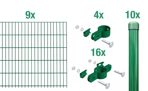 Alberts Einstabmattenzaun 8-6-4 - Stabiler Gartenzaun in Grün - Gartenzäune: Robuster Einstabmattenzaun mit 18 m Länge, 125 cm Höhe und langlebiger Kunststoffbeschichtung für optimalen Rostschutz.