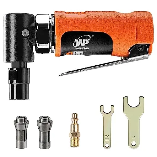 WORKPAD Mini-Luftwinkelschleifer, 20.000 U/min, pneumatische Mini-Werkzeuge, ausgestattet mit 0,64 cm, 1/8 Zoll Spannzangen und 2 Schraubenschlüsseln (Abgewinkelt)