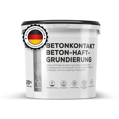 simpleBAU Betonkontakt Grundierung 20 kg – Gebrauchsfertige Haftgrundierung auf Quarzsandbasis für Beton, Fliesen & glatte Oberflächen – Innen & Außen, Wasserfest, Frostbeständig & Stark Haftend