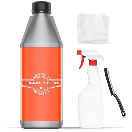 Schimmelentferner Set für Wand, Bad, Fugen - 1l Schimmelreiniger + Tuch + Fugenreiniger + Sprühflasche - Anti Schimmel Reiniger, Schimmelstop, Schimmelmittel säure & chlorfrei - BEKATEQ BE-780
