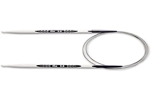 PRYM Rundstricknadel, ergonomisches Design/Nadeln, Kunststoff, Mehrfarbig, 5 mm, 80 cm, Alabasterweiß