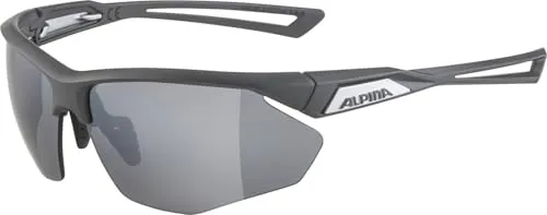 ALPINA SPORTS Nylos HR Sportbrille - Sportbrillen in Midnight-grey matt mit silberner Mirror-Glasfassung, ideal für Outdoor-Aktivitäten und optimalen UV-Schutz.