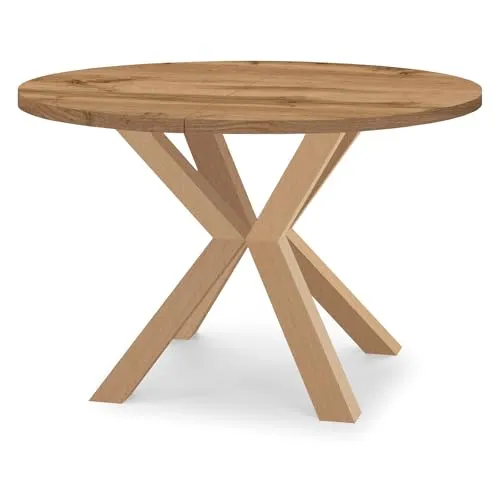 Dekori Möbel Runder Ausziehbarer Tisch RAL – Skandinavischer Stil - Esszimmertisch mit klappbarer Platte, ideal für moderne und rustikale Interieurs. Hohe Widerstandsfähigkeit gegen Kratzer und Stöße – perfekt für den täglichen Gebrauch.