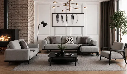 Polstergarnitur Ecksofa L-Form Grau 3-Sitzer mit Sessel - Modernes Ecksofa in Grau für bis zu 4 Personen, bestehend aus einem 3-Sitzer und einem Sessel. Ideal für gemütliche Stunden im Wohnzimmer, gefertigt aus hochwertigem Stoff mit weicher Polsterung.