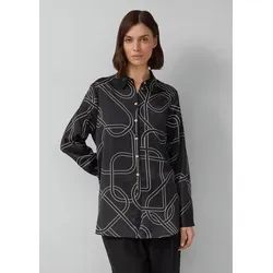 s.Oliver Gemusterte Longbluse aus Satin - Damenblusen, reguläre Passform aus glattem Satin, mit Hemdkragen und abgerundetem Saum für einen eleganten Look.