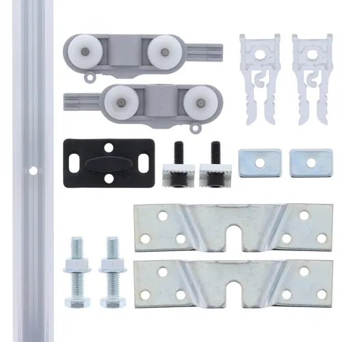 ToniTec Schiebetürbeschlag bis 40 kg Aluminium Laufschiene 165cm  mit Zubehörset