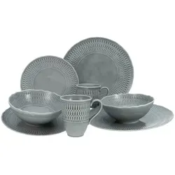 Creatable Kombiservice Sofia, Grau, 8-teiliges Geschirrset - Elegantes 8-teiliges Kombiservice aus grauer Keramik, ideal für stilvolle Tischdekoration bei jedem Anlass.