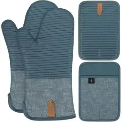 Topflappen Ofenhandschuhe Extra Lang AntiRutsch Silikon Blau 2 blau