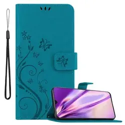 Cadorabo Hülle für Samsung Galaxy A70 / A70s Schutz Hülle in Blau Schutzhülle Handy Hülle Etui Case Blumen Flower
