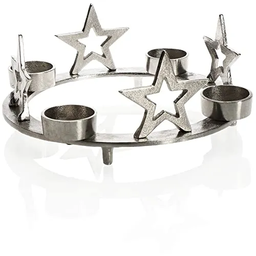 com-four® Teelichthalter aus Metall mit Stern Motiv - dekorativer Kerzenständer für die Winterzeit - Teelichthalter Weihnachten - Weihnachtsdeko