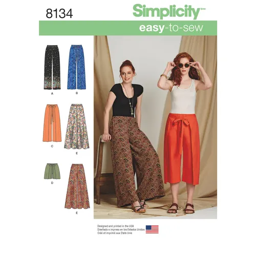 Simplicity 8134 Misses Wrap Hose & Breit Hose Nähen Muster Größen 6-14 & 14-22