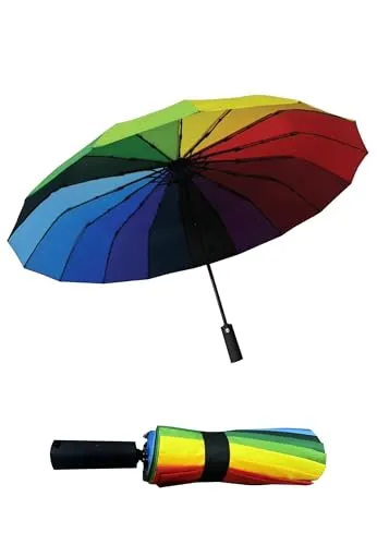 Yuhu Regenschirm Sturmfest Taschenschirm mit Auf-Zu-Automatik – Windfester Klappschirm Ø 102 cm – 16 Streben kompakt & bunt – für Damen und Herren