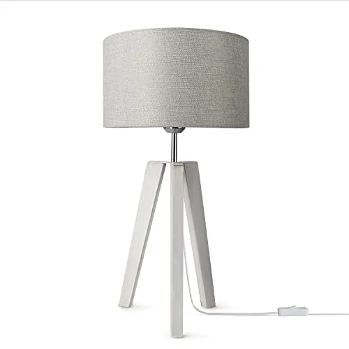 Paco Home Tischlampe - Modernes Design für jeden Raum - Tischlampen mit hochwertigem Stoff-Lampenschirm und E14 Fassung, ideal für Schlafzimmer und Wohnzimmer. Stilvolles Highlight aus stabilem Holz und Stahl.