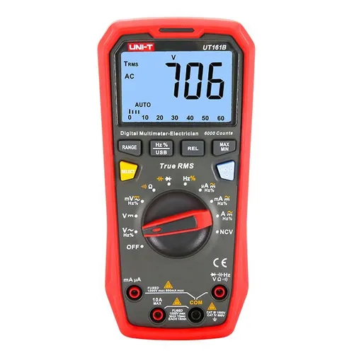 UT 161B Digital Multimeter - 6000 Counts mit USB - Digitales Multimeter mit 6000 Counts, True RMS, USB-Anschluss für PC-Archivierung. Ideal für Hobby, Schule und Entwicklung, robust und benutzerfreundlich.