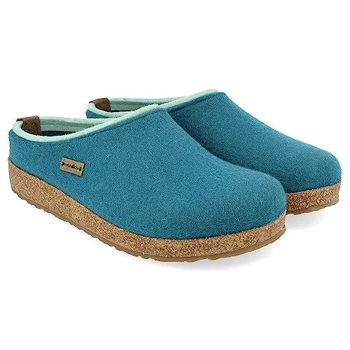 Haflinger Grizzly Kris Damen Filzpantoffeln, türkis von Haflinger