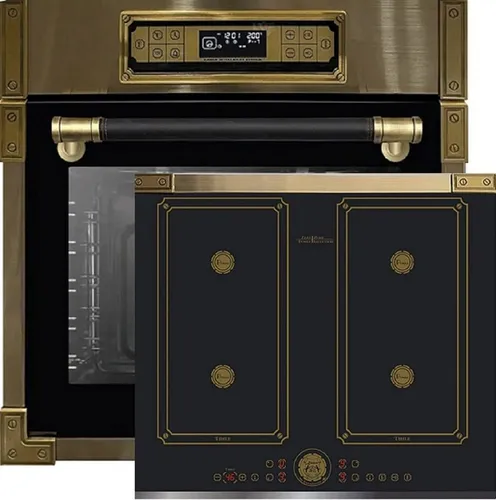 Kaiser Küchengeräte Backofen-Set Herd Set Autark Retro Einbau Backofen 80L,Elektro Backofen + Induktionskochfeld 60 cm FREE ZONE mit 2 FLEX Induktions-Zonen EH 6726 AD+KCT 6745 AD., mit 1-fach-Teleskopauszug