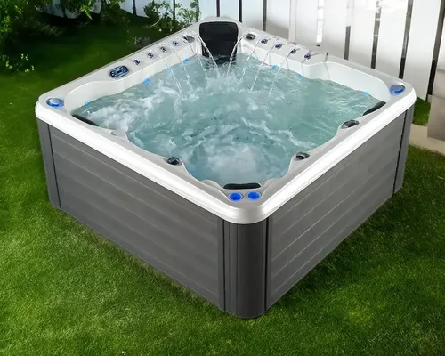 Whirlpool Massagebad Outdoor-Spa 200x200 cm - Quadratisches Whirlpool aus hochwertigem Acryl, ideal für entspannende Momente im Freien. Mit einer Herstellergarantie von 2 Jahren bietet es Komfort und Qualität für Ihr Zuhause.