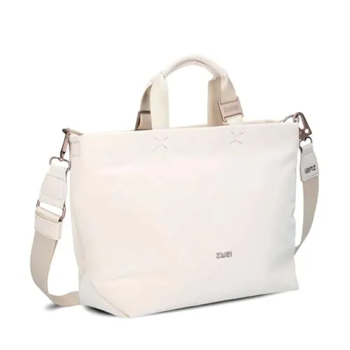 Zwei Damen Shopper NEO NE150 Handtasche 10 Liter, kleiner City-Shopper mit Kurzgriffen, Schultergurt verstellbar, Puffer-Design, Hauptfach mit Reißverschluss (off-white)