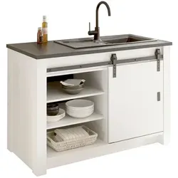 Furn.Design Spülenunterschrank Stove - Küchenschrank in Vintage Pinie Weiß - Spülenschrank, ideal für Spüle oder Ceranfeld, mit 4 variabel einsetzbaren Einlegeböden und pflegeleichter Oberfläche für eine stilvolle Küche.