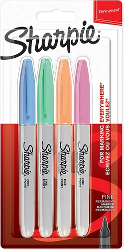 Sharpie Permanentmarker feine Spitze Pastel Farben - 4 Marker Stifte, brillante Farben für kreative Projekte, wasserfest und schnell trocknend
