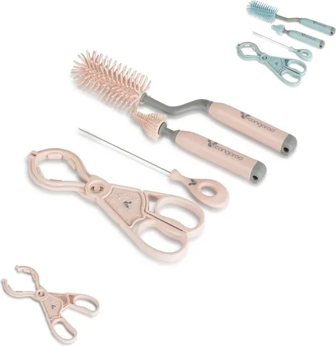 Cangaroo Babyflaschenreinigungsbrsten-Set 4-teilig, 2 Brsten, Strohhalmbrste rosa