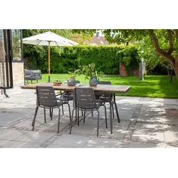 Cinas Sitzgruppe Parc - Elegante Gartentischgruppe aus Teak und Aluminium - Essgruppen mit stilvollem Design und wetterbeständigen Materialien, ideal für entspannte Sommerabende im Freien.
