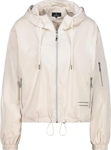 Beige Outdoor Jacke Größe 42 - Moderne Jacke mit Kapuze und praktischen Reißverschlusstaschen, ideal für Outdoor-Aktivitäten und vielseitigen Einsatz.