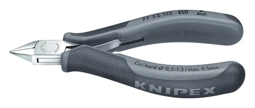 Knipex Elektronik Seitenschneider ESD 115 mm - Zangen, ideal für präzise Schneidarbeiten in der Elektronik mit ESD-Schutz und spitzem, flachem Kopf für schwer zugängliche Stellen.