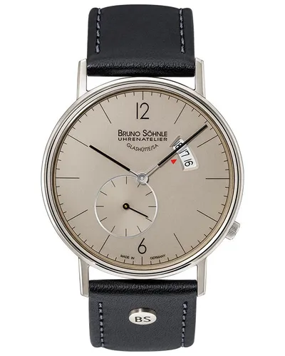 Bruno Söhnle Glashütte RONDO BIG Herrenuhr - 17-13053-861 - Armbanduhren für Herren mit elegantem, zweiteiligem Lederarmband und robustem Saphirglas. Ideal für jeden Anlass, wasserdicht bis 30 m und mit 2 Jahren Herstellergarantie.