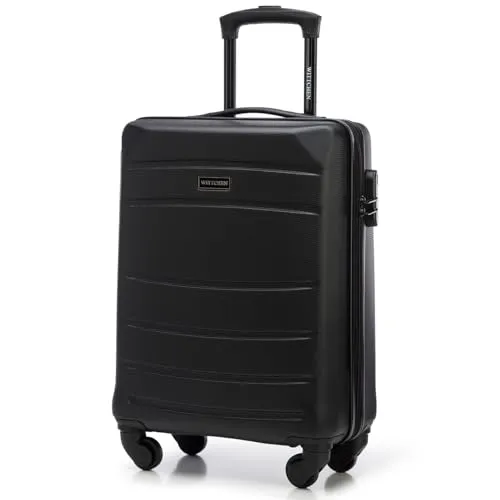 WITTCHEN Globe Line Reisekoffer Handgepäck S - Schwarz - Kompakter Kabinenkoffer aus robustem ABS mit 4 Rollen für müheloses Manövrieren. Ideal für Wochenendausflüge und kurze Reisen, bietet er viel Stauraum und elegantes Design.