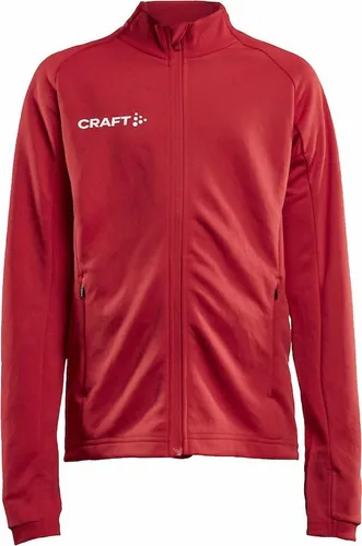 Craft Trainingshandschuhe Evolve Full Zip JR 146/152 - Funktionsjacken aus 100% recyceltem Polyester, ideal für aktive Kinder, in leuchtendem Rot für hohe Sichtbarkeit.