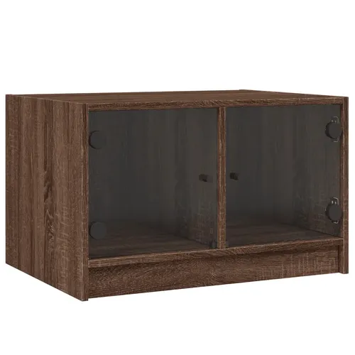 furnicato Moderner Couchtisch in Braun Eichen-Optik 68 x 50 x 42 cm - Stylischer Couchtisch mit Glastüren für zusätzlichen Stauraum. Perfekt für Bücher und Dekoartikel, vereint er modernes Design mit Funktionalität. Ideal für jedes Wohnzimmer.