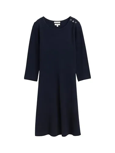 TOM TAILOR Jerseykleid mit Knopf-Details - Jerseykleid für jeden Anlass, leicht und atmungsaktiv für optimalen Tragekomfort, ideal für Freizeit und Büro.