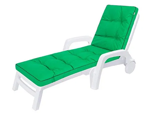 HOBBYGARDEN Auflagen für Deckchair, Liegenauflage, Gartenliege Auflage 201x55x8 cm Bequeme Polsterauflage für Sonnenliege, Liegestuhl, Kissen in Grün
