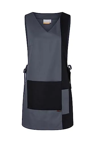 Karlowsky Überwurfkasack Marilies - Schwarz/Grau - Größe IV - Medizinische Berufsbekleidung aus pflegeleichtem Köpergewebe, ideal für den professionellen Einsatz mit 2 praktischen Taschen und einer komfortablen Passform.