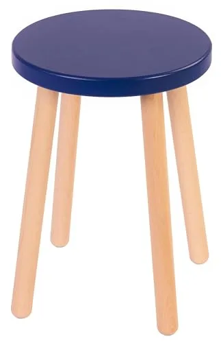 Spec-Wood Hocker Holz - Barhocker Holz - Kleiner Hocker - Küchenhocker - Blumenständer Holz - Couchtisch klein - Holz Deko - Pflanzenständer - Hocker Rund - Blau/Buche Natur