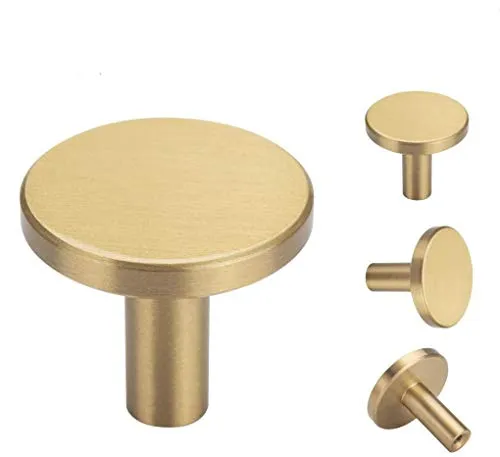 4er Pack, Gold Dekorative Wandhaken aus Gebürstetem Messinghaken, 32 mm x 30 mm, für Badezimmer, Bekleidungsgeschäft, Hotel, Café, Hut, Kleiderhaken Handtuchhaken Kleiderbügel Wand Montiert (Runde)