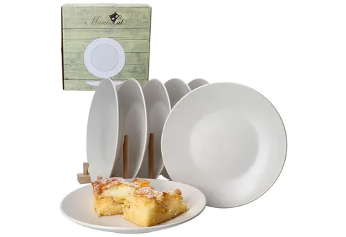 MamboCat Frühstücksteller 6er Set Dessertteller 21cm White Biata Steingut