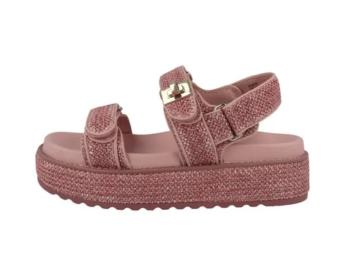 STEVE MADDEN Plateausandaletten aus Lederimitat in Rosa - Stylische Plateausandaletten in Größe 42, ideal für den Alltag. Mit einem bequemen Klettverschluss und einem 4 cm hohen Plateauabsatz bieten sie Komfort und trendy Look.