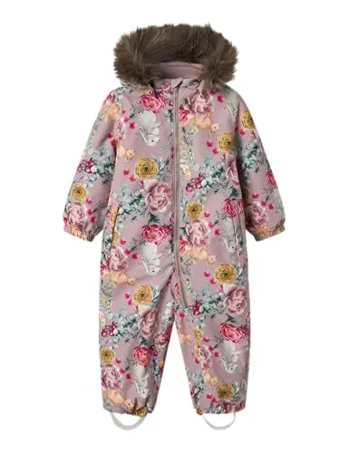 Nmfsnow10 Suit AOP Fo Noos - Schneeanzüge für Mädchen, stilvoller Outdoor Anzug mit reflektierenden Details und abnehmbarem Kunstfell für optimale Sicherheit und Tragekomfort.