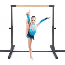 COSTWAY Gymnastik Turnreck - Höhenverstellbare Reckstange für Kinder - Vielseitige Gymnastikstange mit 12-facher Höhenverstellung von 85 bis 145 cm, ideal für Kinder ab 3 Jahren. Robuster Metallrahmen und abgerundete Kanten sorgen für sicheres Training zu Hause.