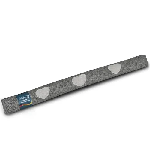 Beautissu Zugluftstopper 90 cm lang Tuuli - 1 kg Windstopper als Türvorleger, Haustür Rolle und Kälteschutz Luftstopper - Luftzugstopper Herzen Zugluft Stopper in Anthrazit