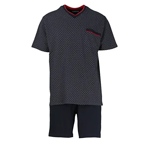 GÖTZBURG Shorty Alan (2 tlg) - V-Ausschnitt in Blau, 3XL - Herren-Nachtwäsche, bequemer 2-teiliges Set aus 100% Baumwolle, weich und saugstark, ideal für erholsame Nächte.