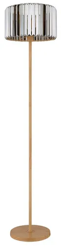 Stehlampe Holzoptik mit Kristallen – Elegante Stehleuchte für Ihr Wohnzimmer - Stehleuchten in Holzoptik mit K5 Kristallen, 35x150 cm, sorgen für eine warme Atmosphäre und sind dank Fußschalter besonders praktisch. Ideal für stilvolle Wohnräume.