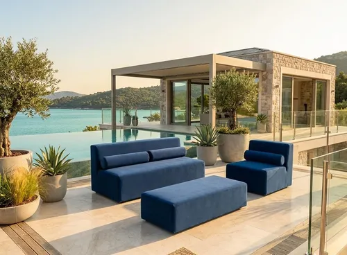 Bequemes Sofa mit Sessel und Couchtisch in Blau - Moderne Couchgarnitur für Erwachsene und Jugendliche, inklusive abnehmbarem Sitzkissen und stilvollem Couchtisch. Ideal für entspannte Stunden im Wohnzimmer.