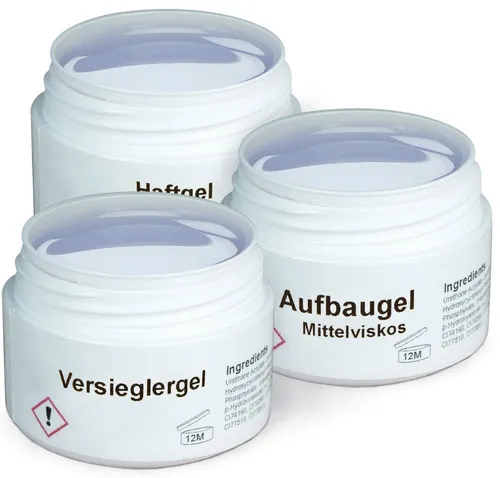 GS-Nails UV-Gel Set 3 x 15ml klar, Mit Gilbschutz