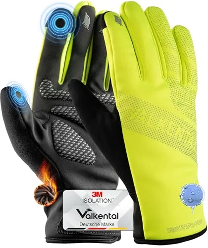 Valkental® wasserdichte Fahrradhandschuhe mit 3M Isolation | Gepolstert & Griffig | Winterhandschuhe & Übergangshandschuhe [Herren & Damen] mit Touchscreen Funktion - GloRider