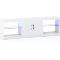 COSTWAY 3-in-1 TV-Schrank mit LED-Beleuchtung - Vielseitiger TV-Schrank für Fernseher bis zu 85 Zoll, modular und anpassbar. Mit fernbedienbarer LED-Beleuchtung in 16 Farben und viel Stauraum für Ihre Geräte.